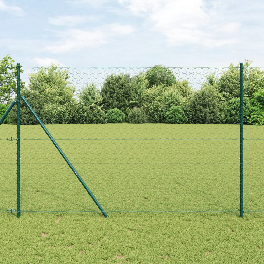 vidaXL Îngrădire cu stâlpi Verde 1.6 x 100 m otel acoperit cu PVC
