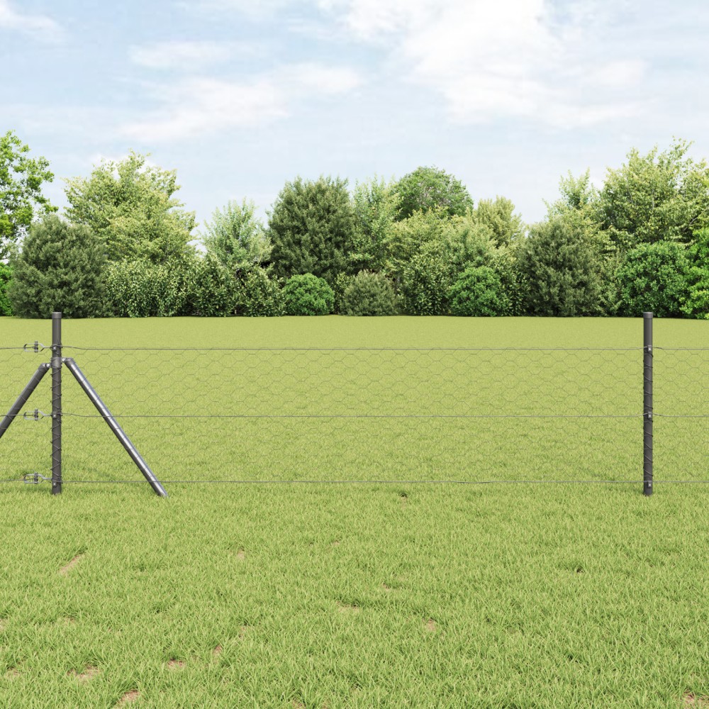 Gard Hexagonal vidaXL Gri 0.5x10 m Oțel