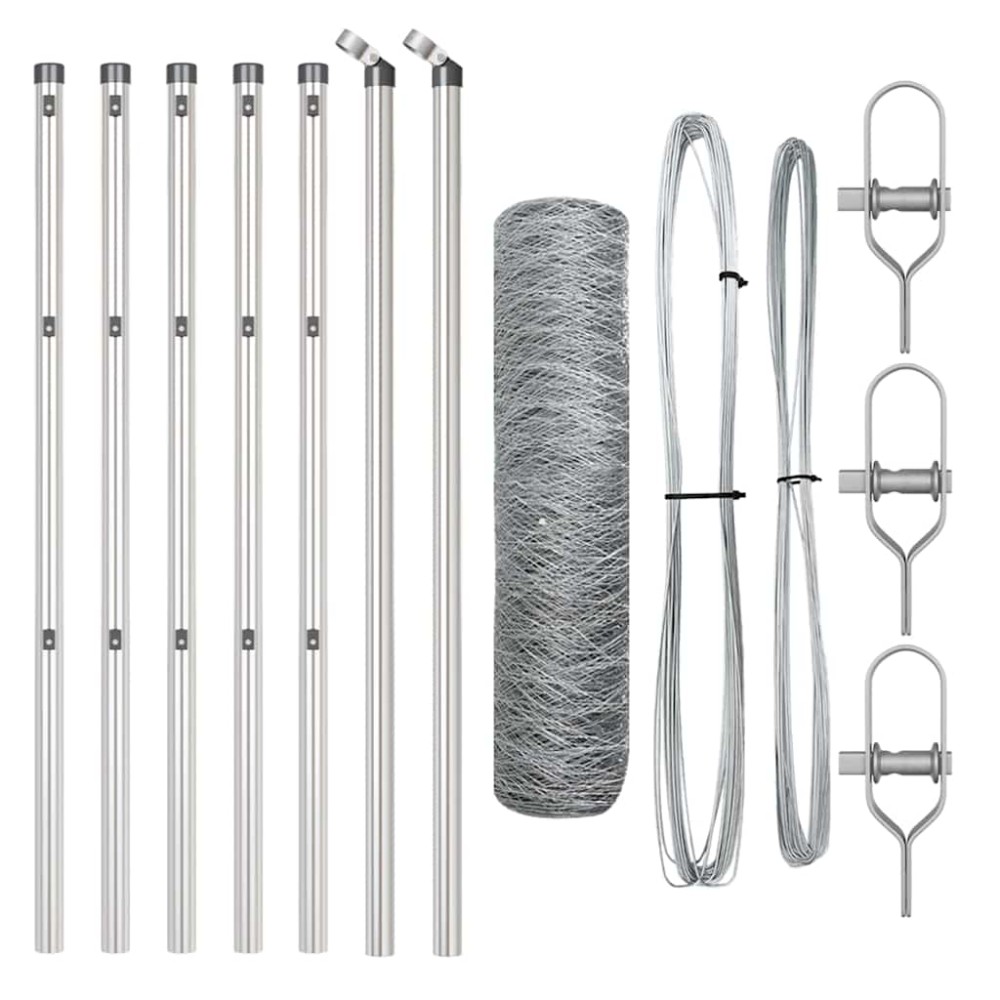 vidaXL Stâlp de gard. Argintiu 10 x 0,6 m (plasă de 36 mm) Oțel