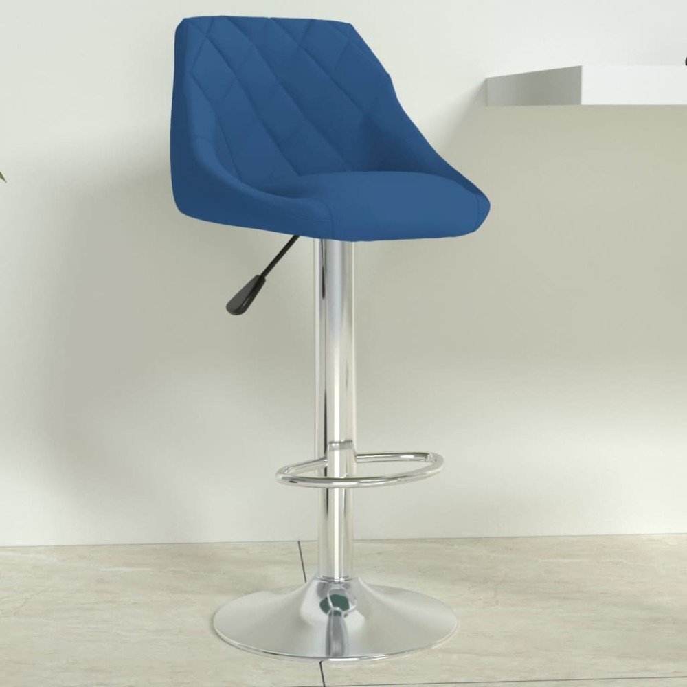 vidaXL Scaun de bar, albastru, catifea
