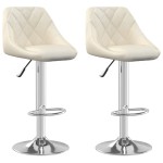 vidaXL Scaune de bar, 2 buc., crem, catifea vidaXL Scaune de bar, 2 buc., crem, catifea