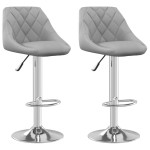 vidaXL Scaune de bar, 2 buc., gri deschis, catifea vidaXL Scaune de bar, 2 buc., gri deschis, catifea