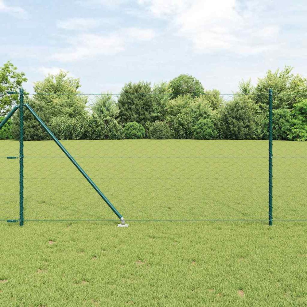 vidaXL Îngrădire cu stâlpi Verde 1 x 10 m otel acoperit cu PVC