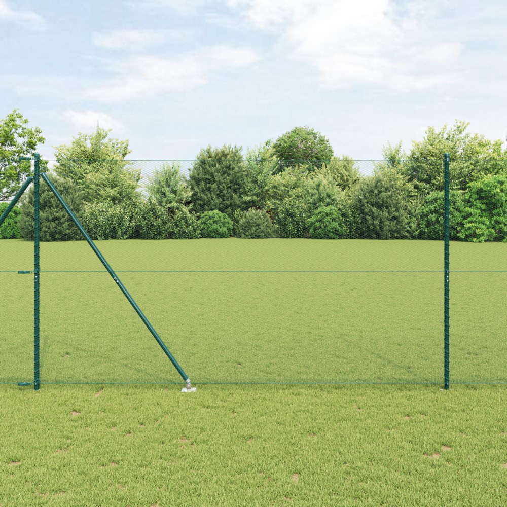 vidaXL Îngrădire cu stâlpi Verde 1.5 x 50 m otel acoperit cu PVC