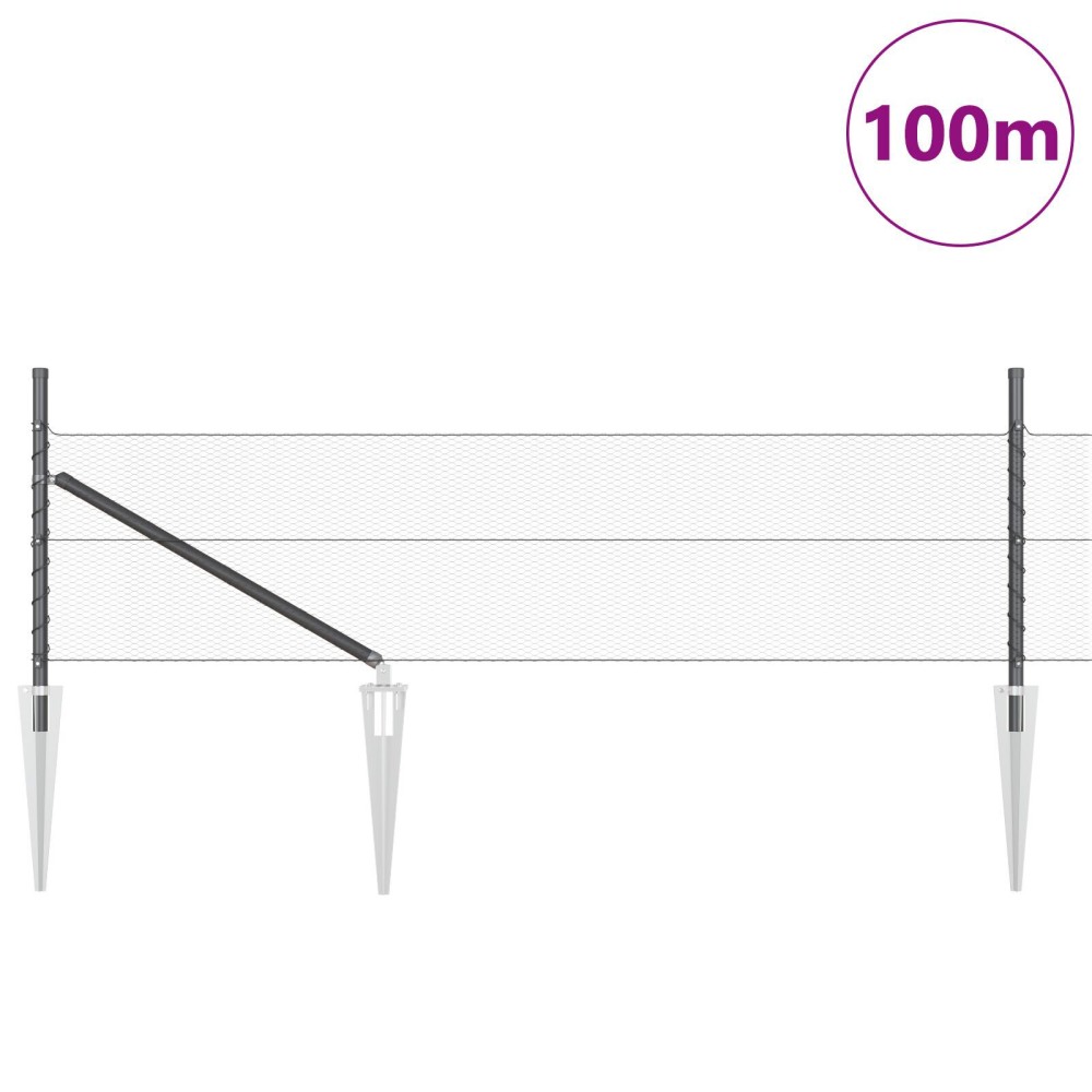 vidaXL Îngrădire cu stâlpi Gri 0.4 x 100 m otel acoperit cu PVC