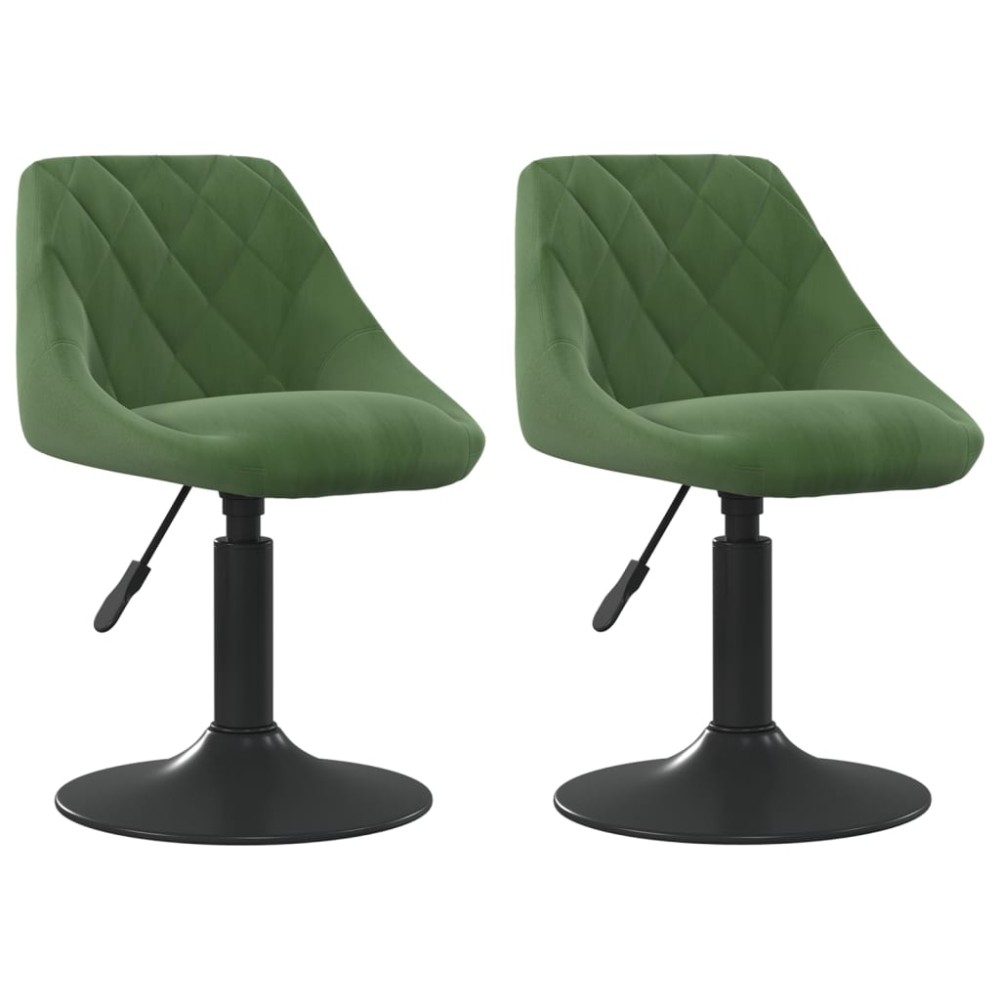vidaXL Scaune de bucătărie pivotante, 2 buc., verde închis, catifea