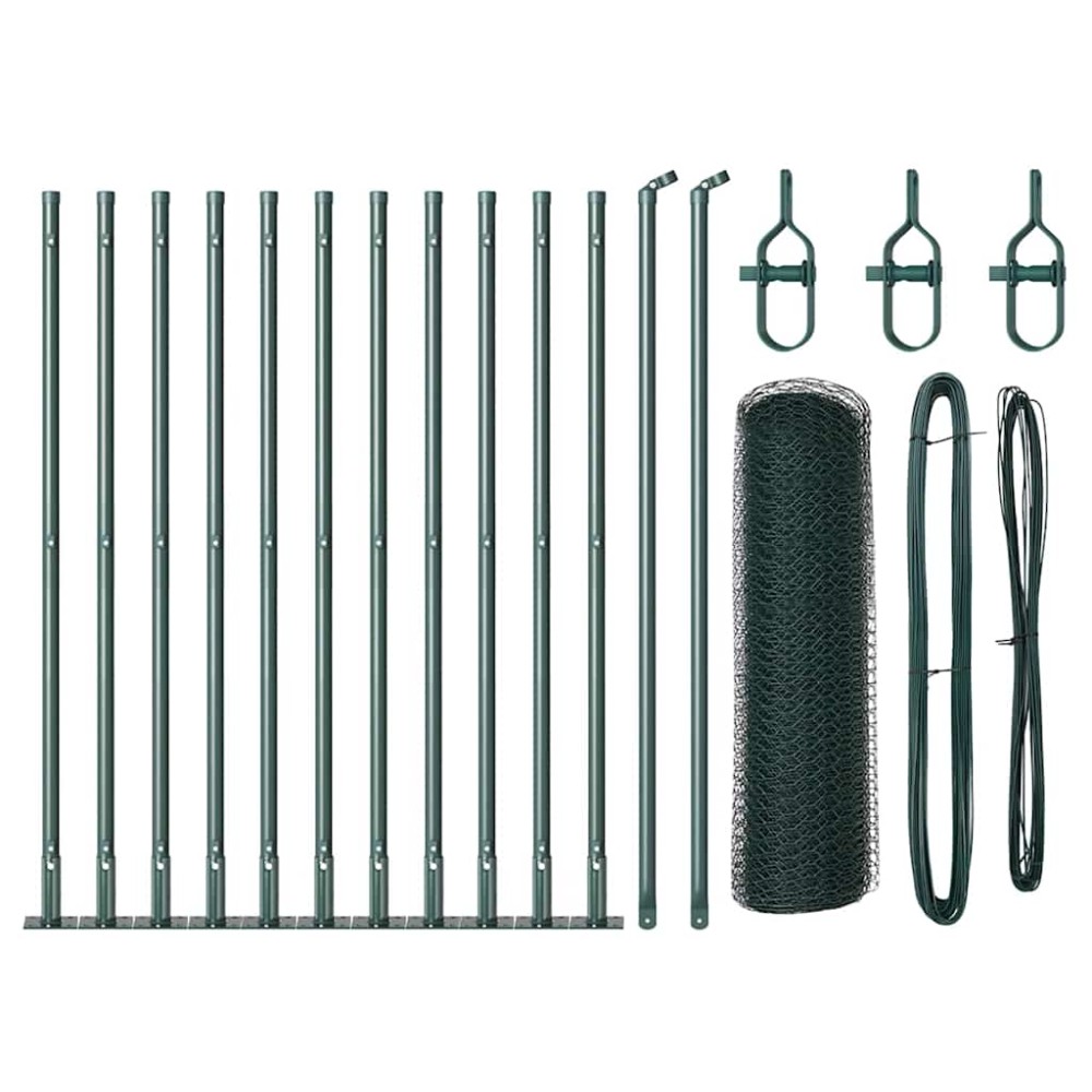 vidaXL Set Împrejmuire 2 bucăți Verde Pădure Oțel vopsit electrostatic