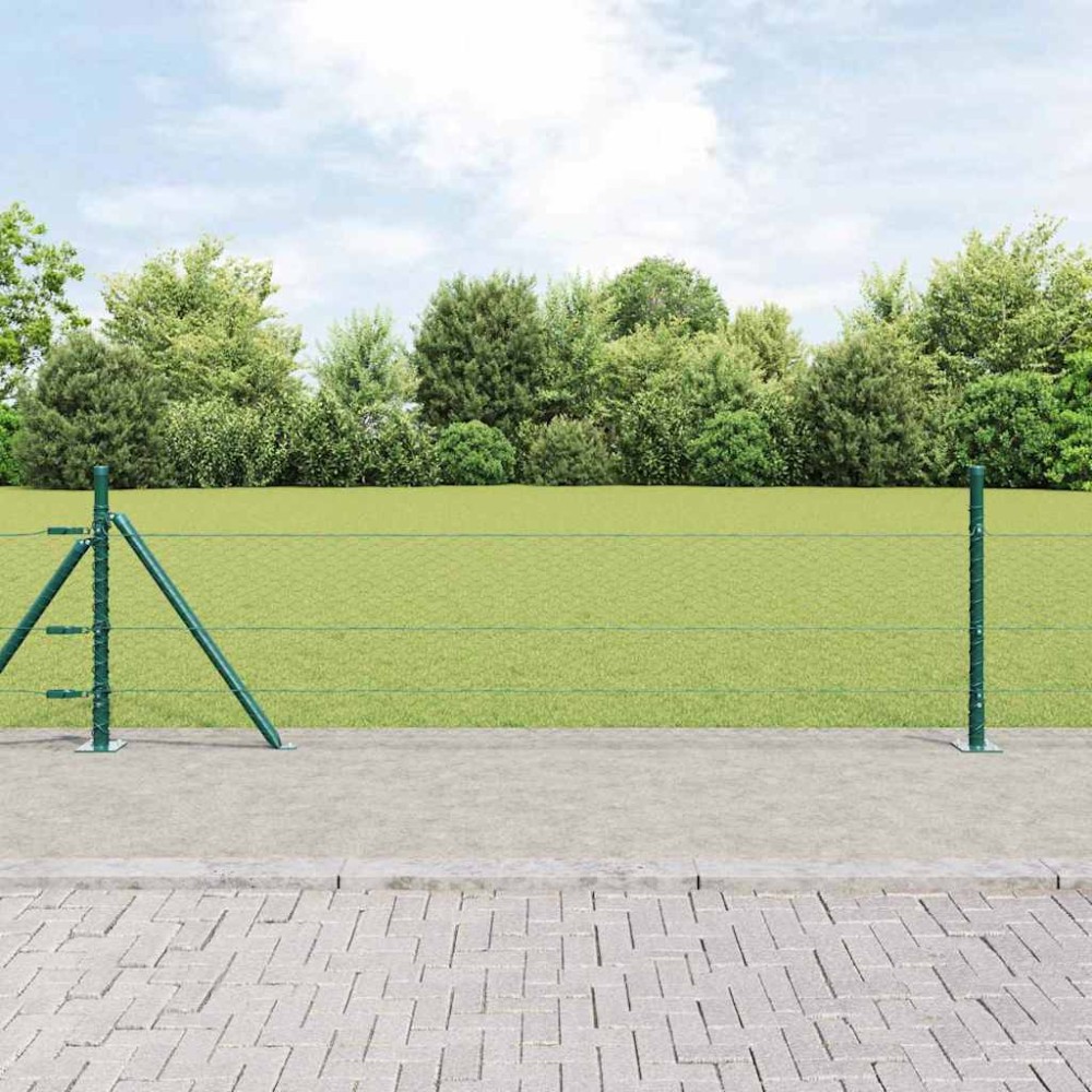 vidaXL Îngrădire cu stâlpi Verde 0.5 x 50 m otel acoperit cu PVC