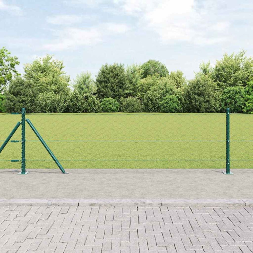 vidaXL Stâlp de gard. Verde 50 x 0,6 m (plasă de 50 mm) Oțel și PVC