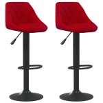 vidaXL Scaune de bar, 2 buc., roșu vin, catifea