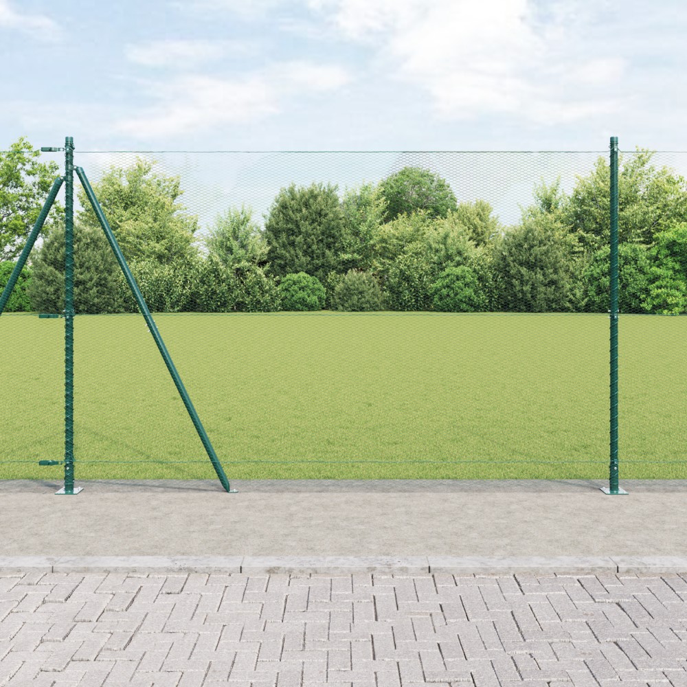 vidaXL Îngrădire cu stâlpi Verde 1.5 x 50 m otel acoperit cu PVC