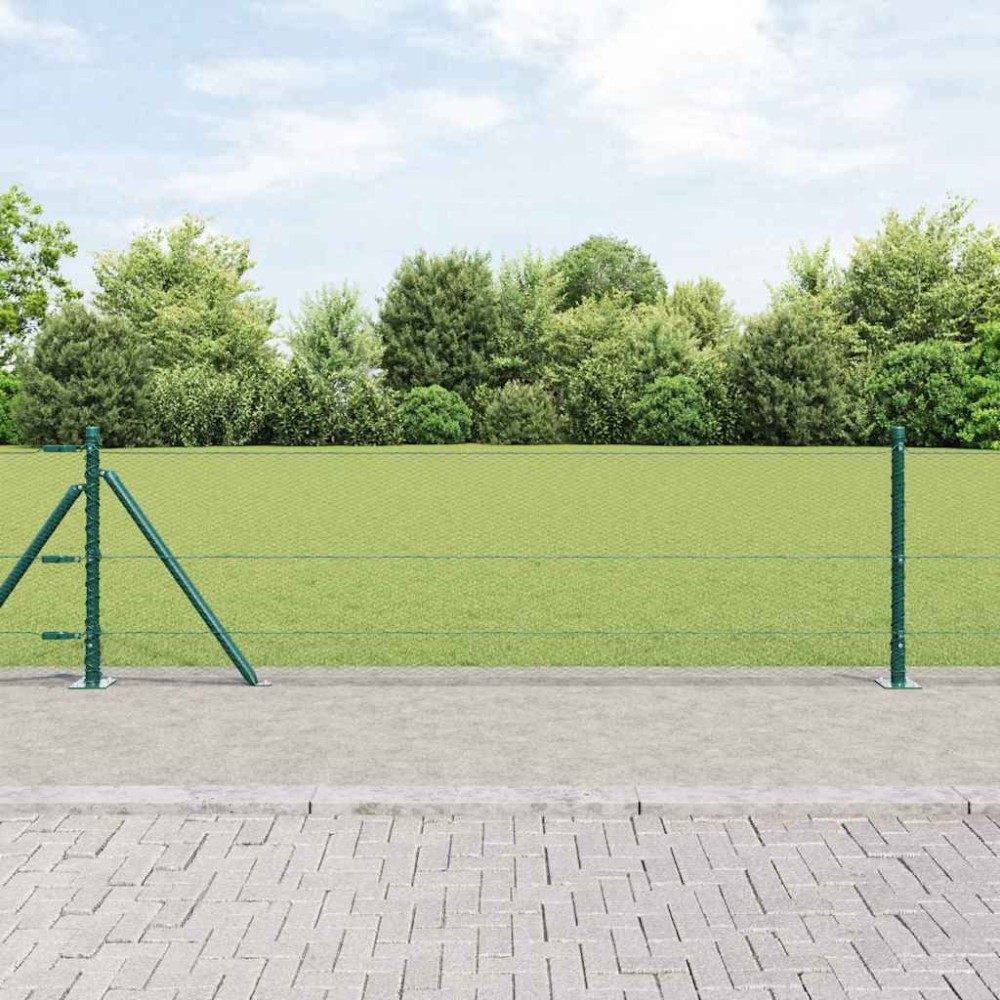 vidaXL Îngrădire cu stâlpi Verde 0.6 x 100 m otel acoperit cu PVC