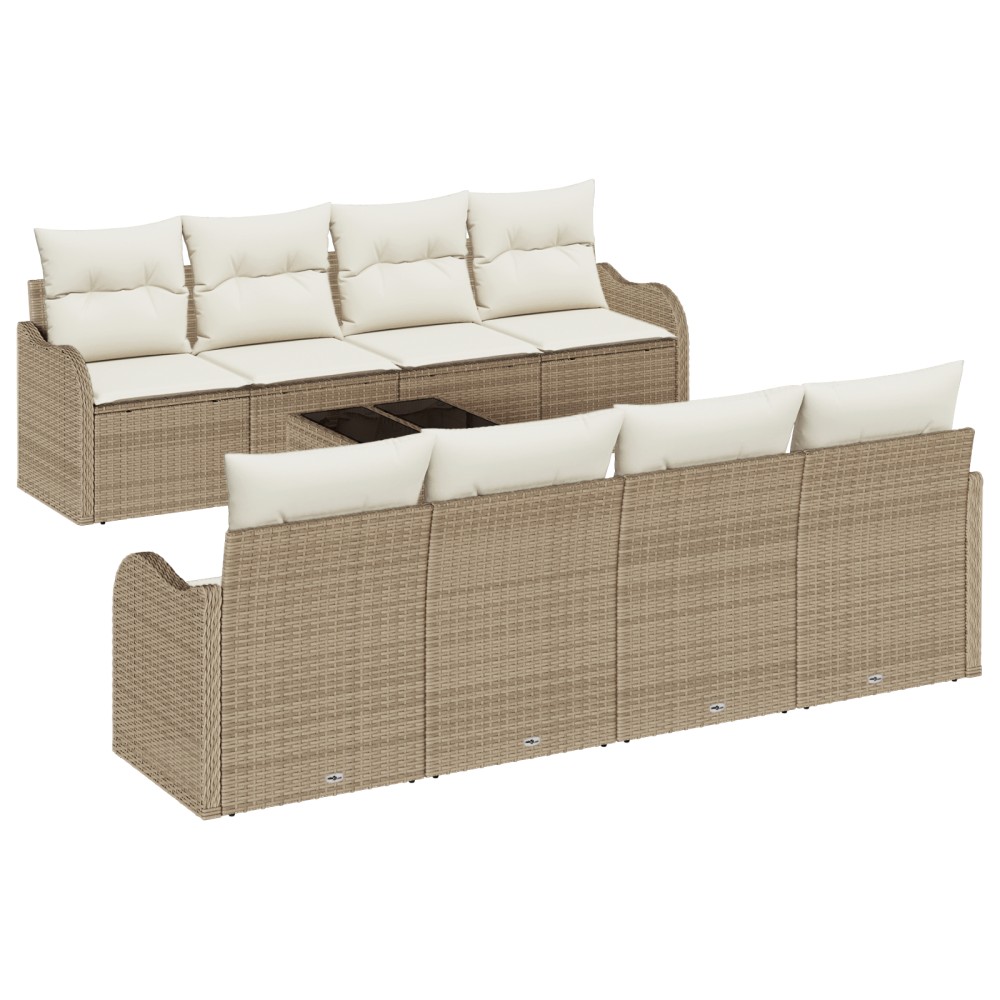 vidaXL Set de canapele pentru grădină cu pernă 9 pcs Bej și crem