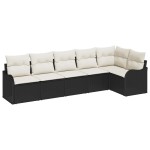 Set canapea de grădină vidaXL 6 piese cu perne Negru Poliratán