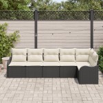 Set canapea de grădină vidaXL 6 piese cu perne Negru Poliratán