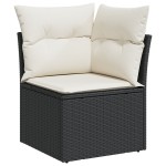 Set canapea de grădină vidaXL 6 piese cu perne Negru Poliratán