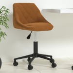 vidaXL Scaun de birou pivotant, maro, catifea vidaXL Scaun de birou pivotant, maro, catifea