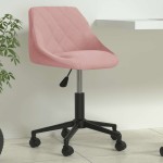 vidaXL Scaun de birou pivotant, roz, catifea vidaXL Scaun de birou pivotant, roz, catifea