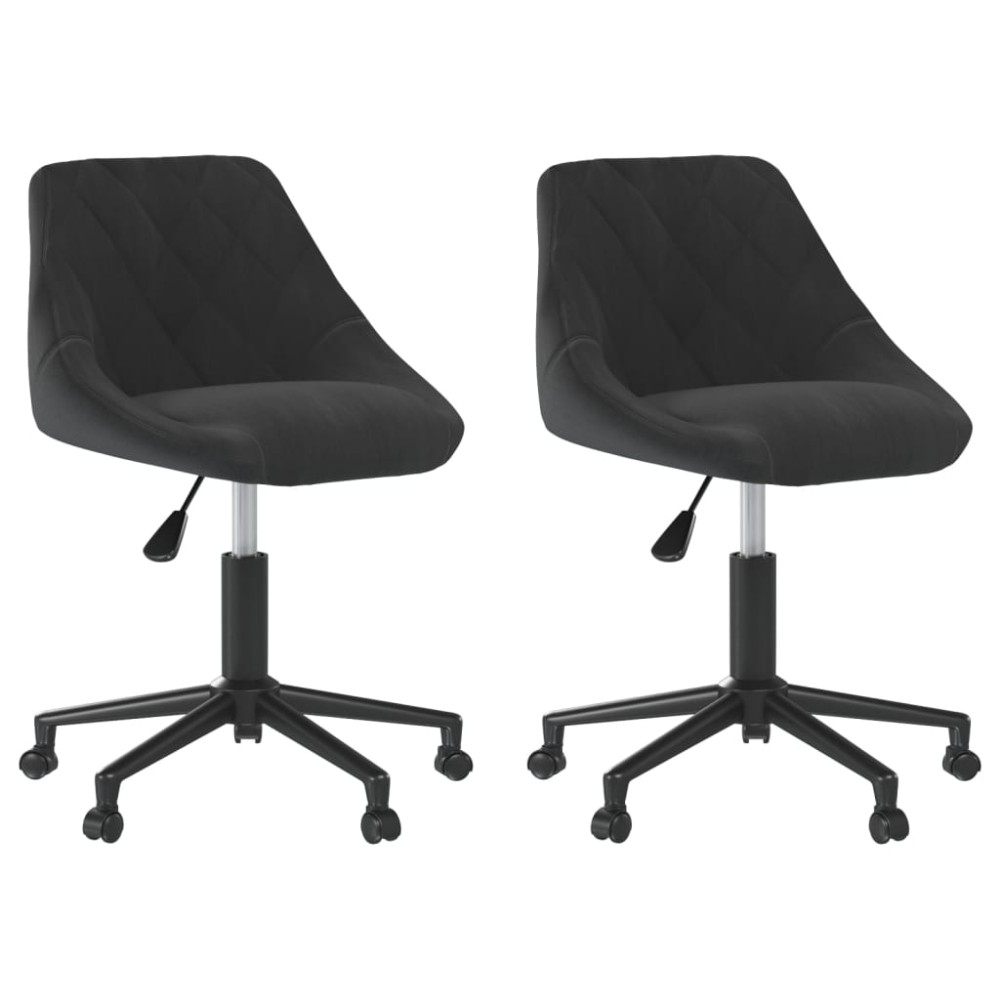 vidaXL Scaune de bucătărie pivotante, 2 buc., negru, catifea