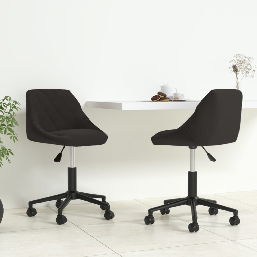vidaXL Scaune de bucătărie pivotante, 2 buc., negru, catifea