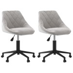 vidaXL Scaune rotative de bucătărie, 2 buc., gri deschis, catifea