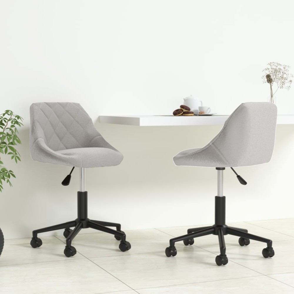 vidaXL Scaune rotative de bucătărie, 2 buc., gri deschis, catifea