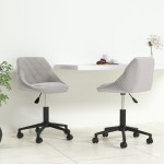 vidaXL Scaune rotative de bucătărie, 2 buc., gri deschis, catifea