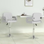 vidaXL Scaune de bucătărie pivotante, 2 buc., alb, piele artificială