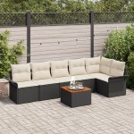 vidaXL Set de canapele pentru grădină cu pernă 7 pcs Negru și Crem vidaXL Set de canapele pentru grădină cu pernă 7 pcs Negru și Crem