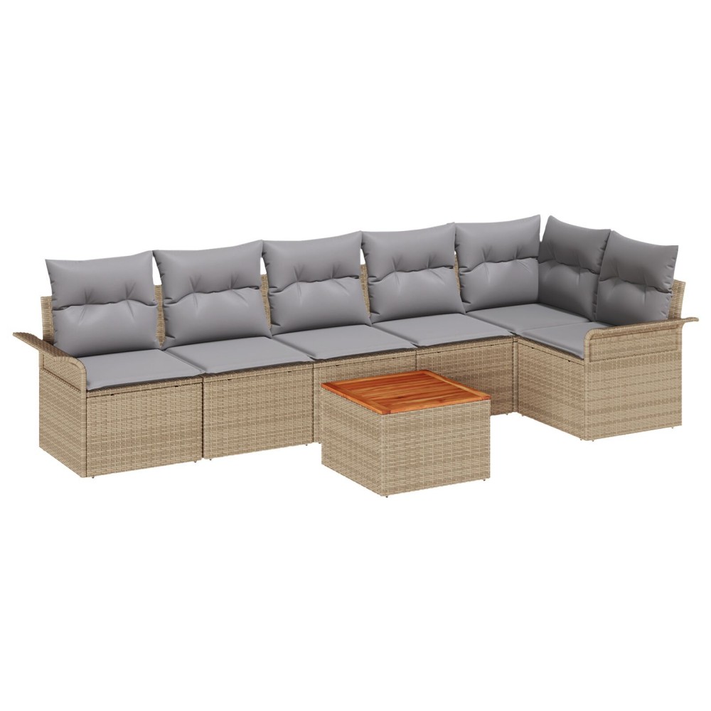 vidaXL Set de canapele pentru grădină 7 pcs Beige și gri deschis
