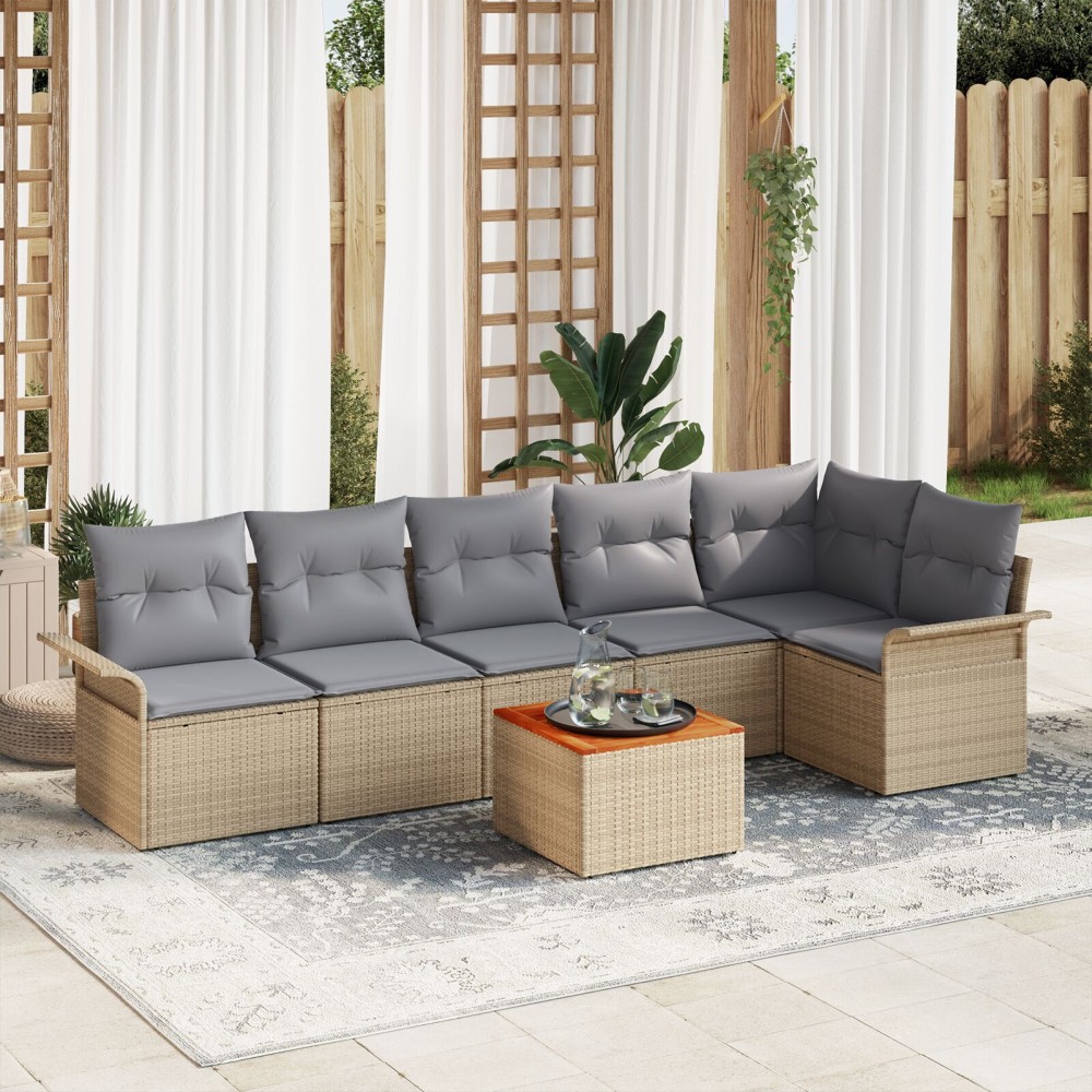 vidaXL Set de canapele pentru grădină 7 pcs Beige și gri deschis
