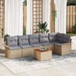 vidaXL Set de canapele pentru grădină 7 pcs Beige și gri deschis