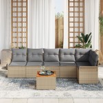 vidaXL Set de canapele pentru grădină 7 pcs Beige și gri deschis