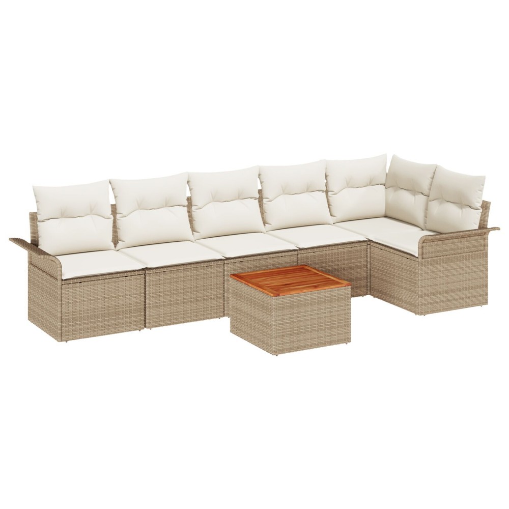 vidaXL Set de canapele pentru grădină cu pernă 7 pcs Bej și crem