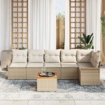 vidaXL Set de canapele pentru grădină cu pernă 7 pcs Bej și crem vidaXL Set de canapele pentru grădină cu pernă 7 pcs Bej și crem