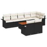 vidaXL Set Sofă Grădină 9 Piese + Perne Negru Poliratan Acacia