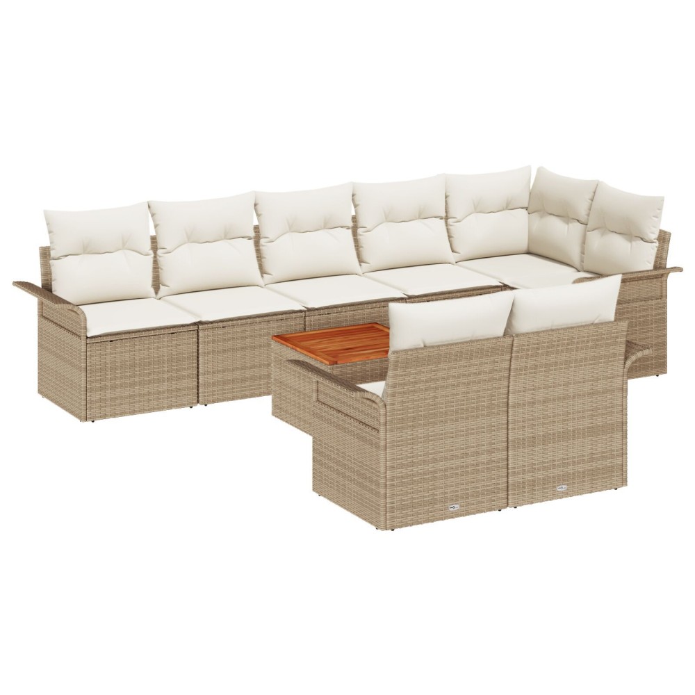 vidaXL Set de canapele pentru grădină cu pernă 9 pcs Bej și crem