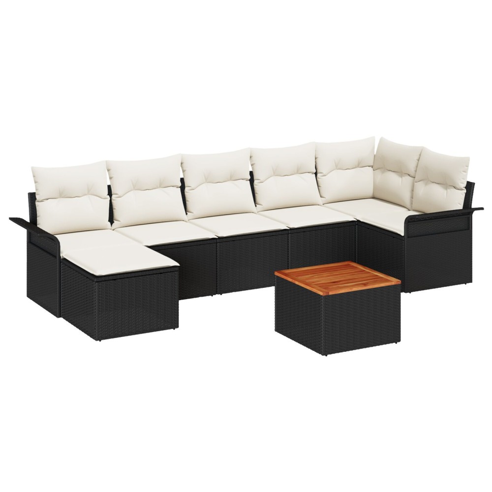 vidaXL Set de canapele pentru grădină cu pernă 8 pcs Negru și Crem