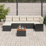 vidaXL Set de canapele pentru grădină cu pernă 8 pcs Negru și Crem