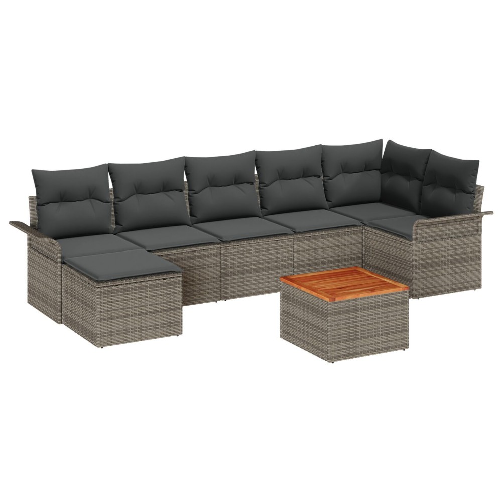 vidaXL Set de canapele pentru grădină cu pernă cu depozitare 8 pcs Gri