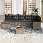 vidaXL Set de canapele pentru grădină cu pernă cu depozitare 8 pcs Gri