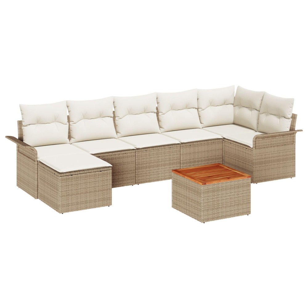 vidaXL Set de canapele pentru grădină cu pernă 8 pcs Bej și crem