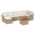 vidaXL Set de canapele pentru grădină cu pernă 8 pcs Bej și crem