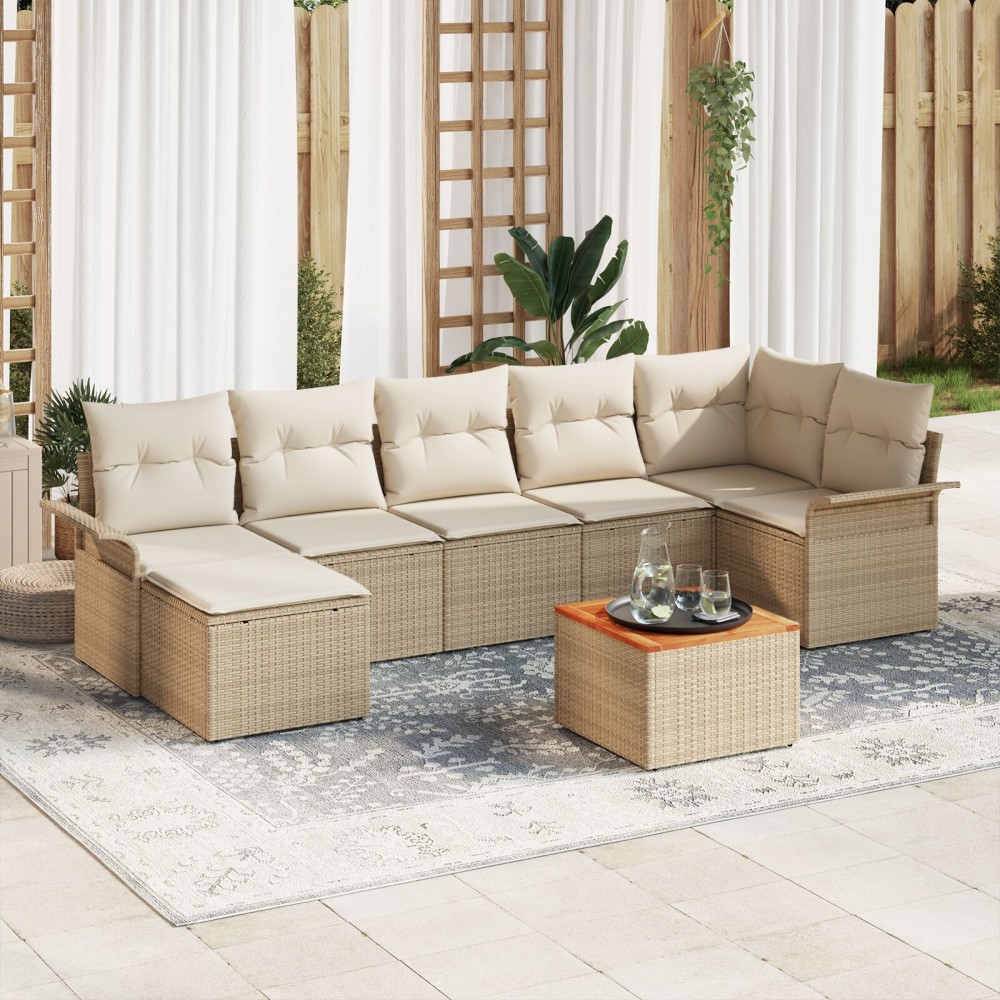 vidaXL Set de canapele pentru grădină cu pernă 8 pcs Bej și crem
