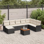 vidaXL Set de canapele pentru grădină cu pernă 9 pcs Negru și Crem vidaXL Set de canapele pentru grădină cu pernă 9 pcs Negru și Crem