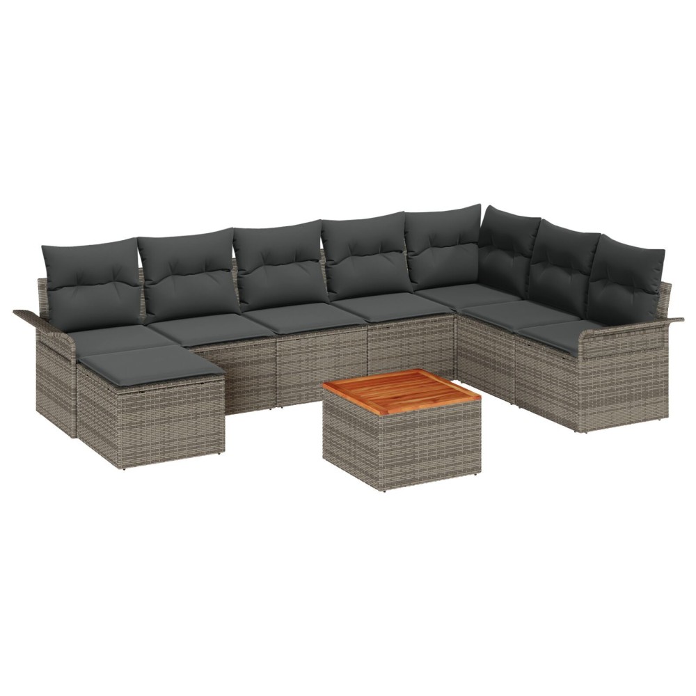 vidaXL Set de canapele pentru grădină cu pernă cu depozitare 9 pcs Gri