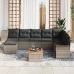 vidaXL Set de canapele pentru grădină cu pernă cu depozitare 9 pcs Gri