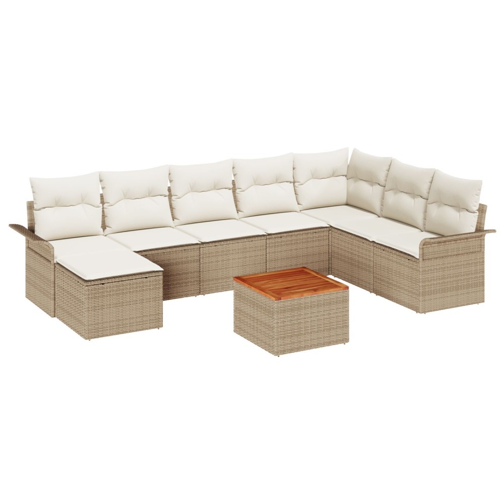 vidaXL Set de canapele pentru grădină cu pernă 9 pcs Bej și crem