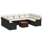 vidaXL Set de canapele pentru grădină cu pernă 10 pcs Negru și Crem