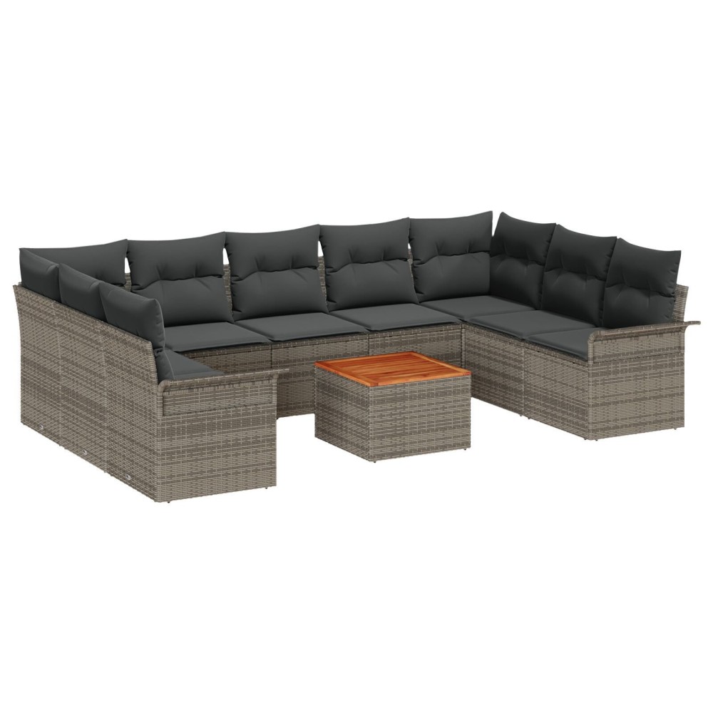 vidaXL Set de canapele pentru grădină 10 pcs Gri 55 x 55 x 37 cm